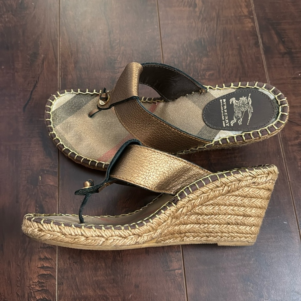 Burberry bronze wedge espadrille sandals 40(fits like 8.5)